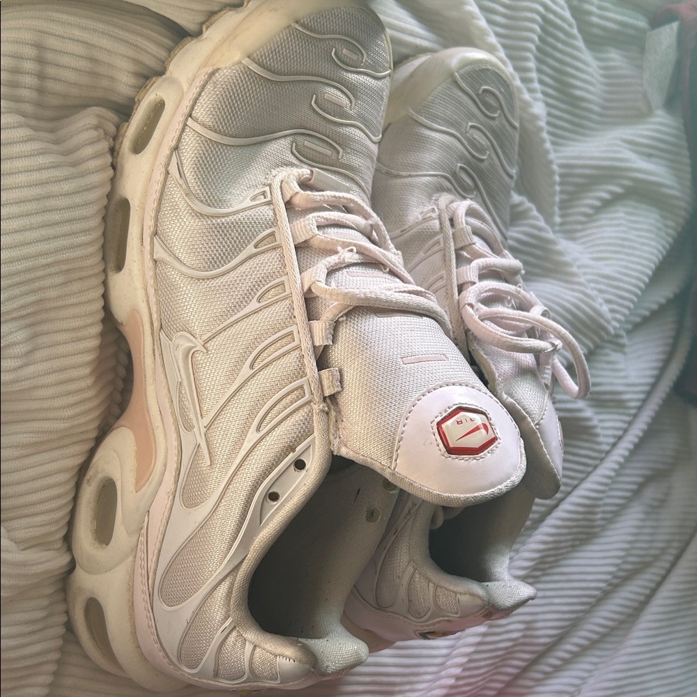 White and Pink Athletic Sneakers